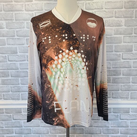 Flan Labs Rocket Soccer Jersey Mens M Brown Geo Long Sleeve Blokecore NEW - Picture 8 of 8